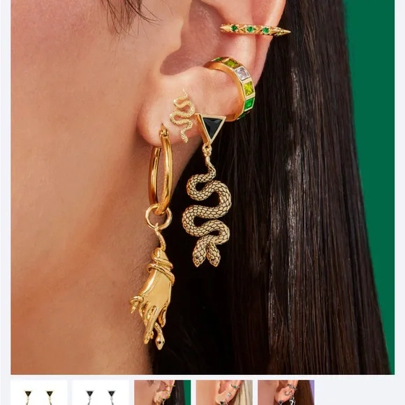 Little Rooms Gold Twin Snake Earrings - Picture 2 of 3